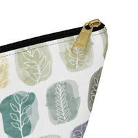 Watercolor Leaf Stamp Accessory Pouch w T-bottom in Teal